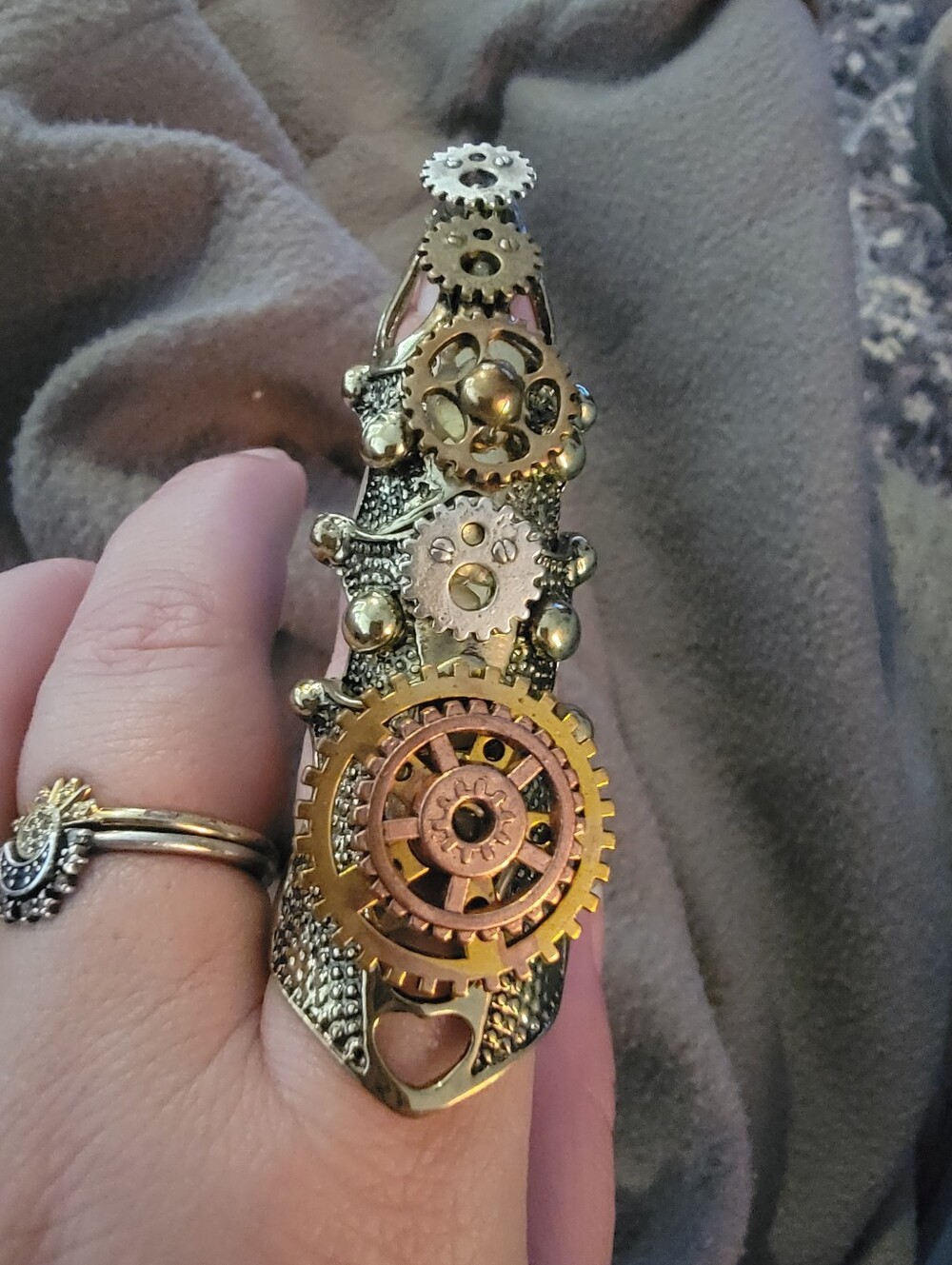 Steampunk Gear Full Finger Ring Armor Size 11